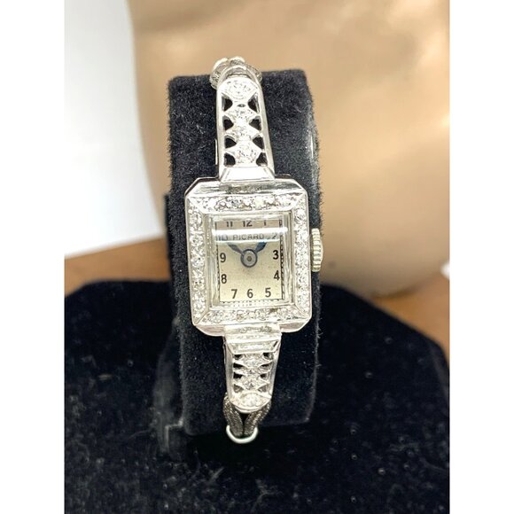 Lucien Picard Womens Watch Platinum Case Diamond Art Deco Swiss Hand Wind Petite - Picture 14 of 15